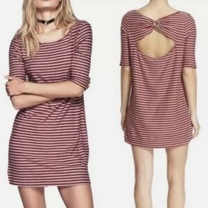 We The Free 100% Cotton Red & Grey Striped Frenchie Tee Shirt Mini Dress Size M